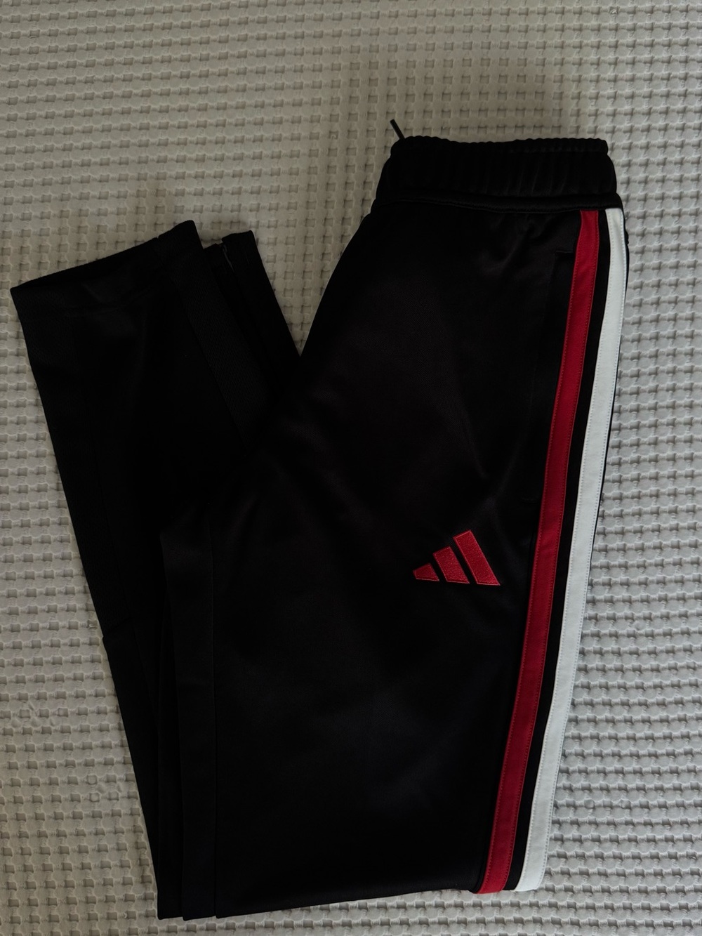 adidas Black Sweatpants with Red & White Side Stripes